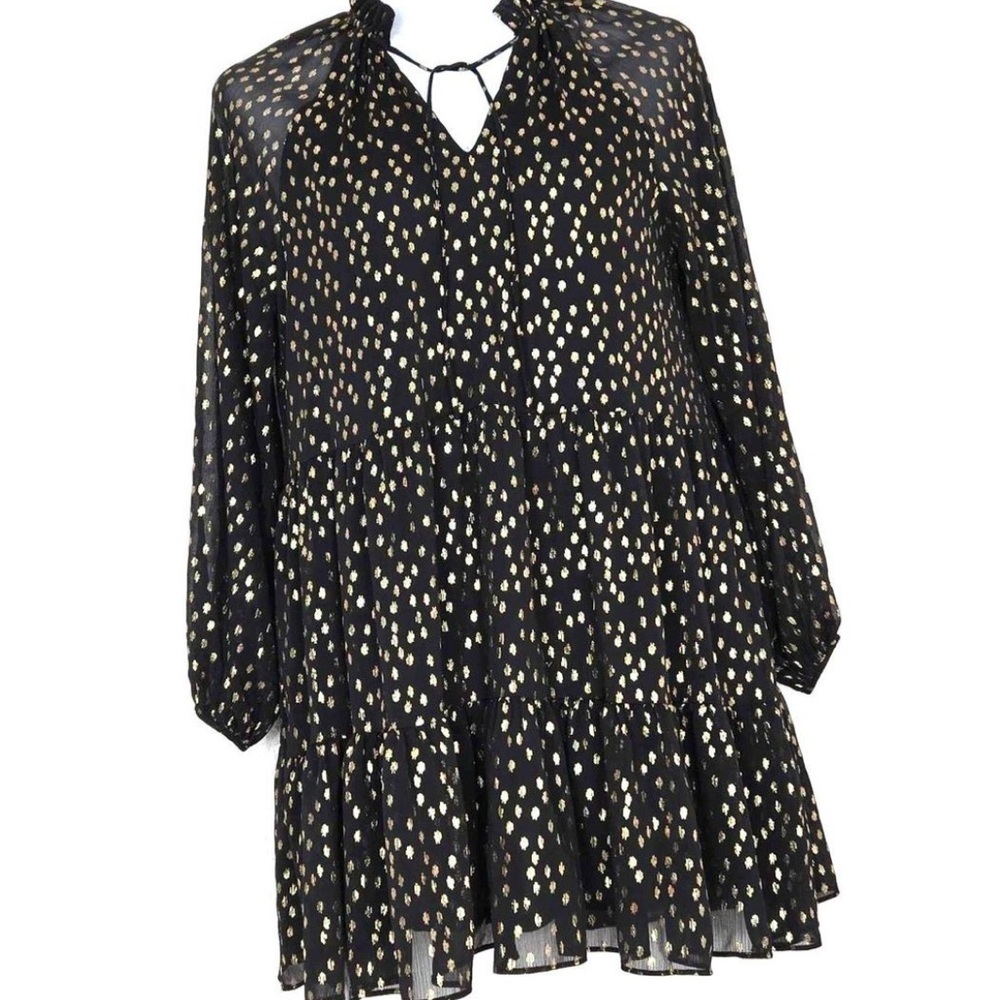 H&M Black Dress with Gold Accents size 8 party swing dress